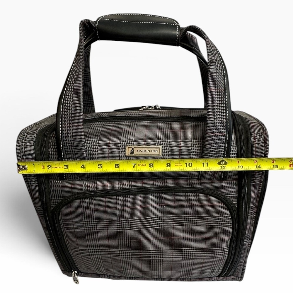 London Fog Devonshire 360UL Rolling Club Bag Unisex Carry On Grey Plaid CLEAN! - Picture 4 of 16